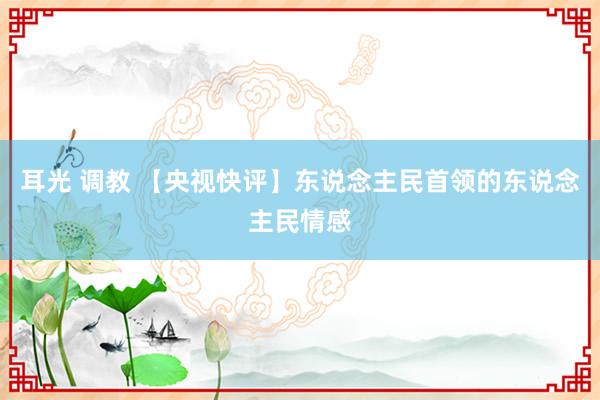 耳光 调教 【央视快评】东说念主民首领的东说念主民情感